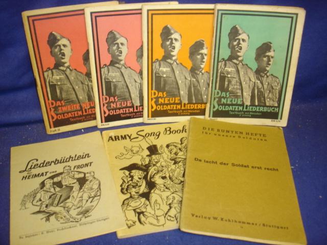 Konvolut Liederbücher Deutsche Wehrmacht/ U.S. Army 2.Weltkrieg. Insgesamt 7 Liederbücher.