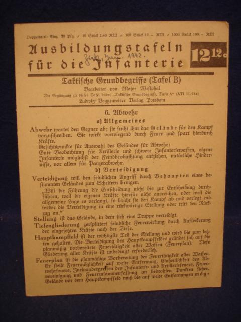 Ausbildungstafeln für die Infanterie.Nr.12/12a. Taktische Grundbegriffe ( Tafeln B ).