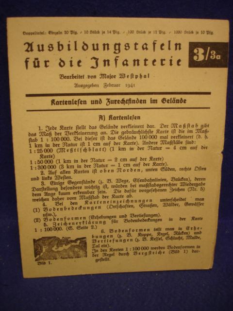 Ausbildungstafeln für die Infanterie.Nr.3/3a: Kartenlesen und Zurechtfinden im Gelände.