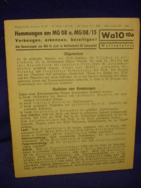 Waffentafeln Wa 10a: Hemmungen am MG 08 und MG 08/15.