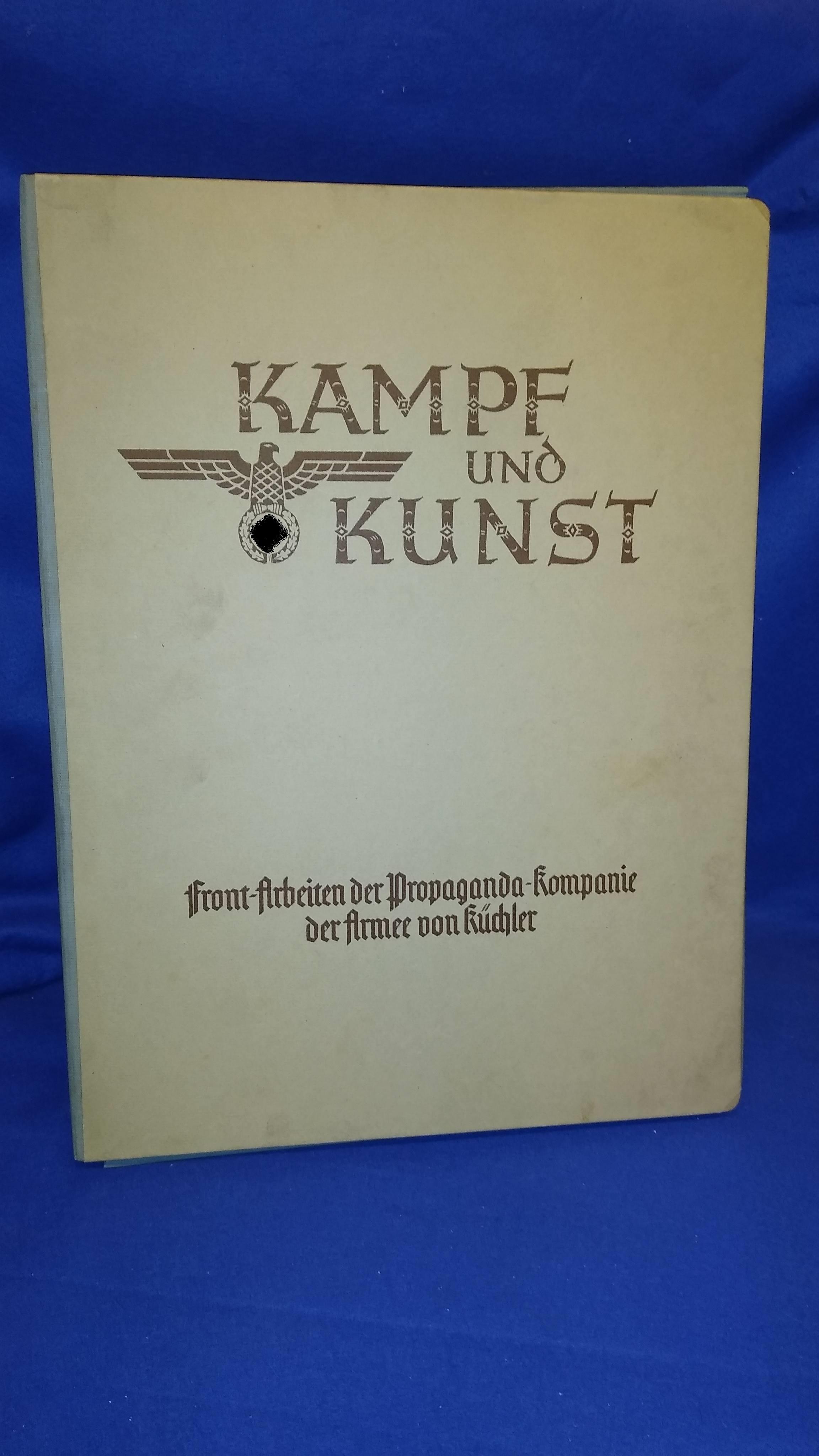 Front-Arbeiten der Propaganda-Kompanie von Küchler. Flügelmappe "Kampf und Kunst" mit 60 Tafeln s/w und farbig