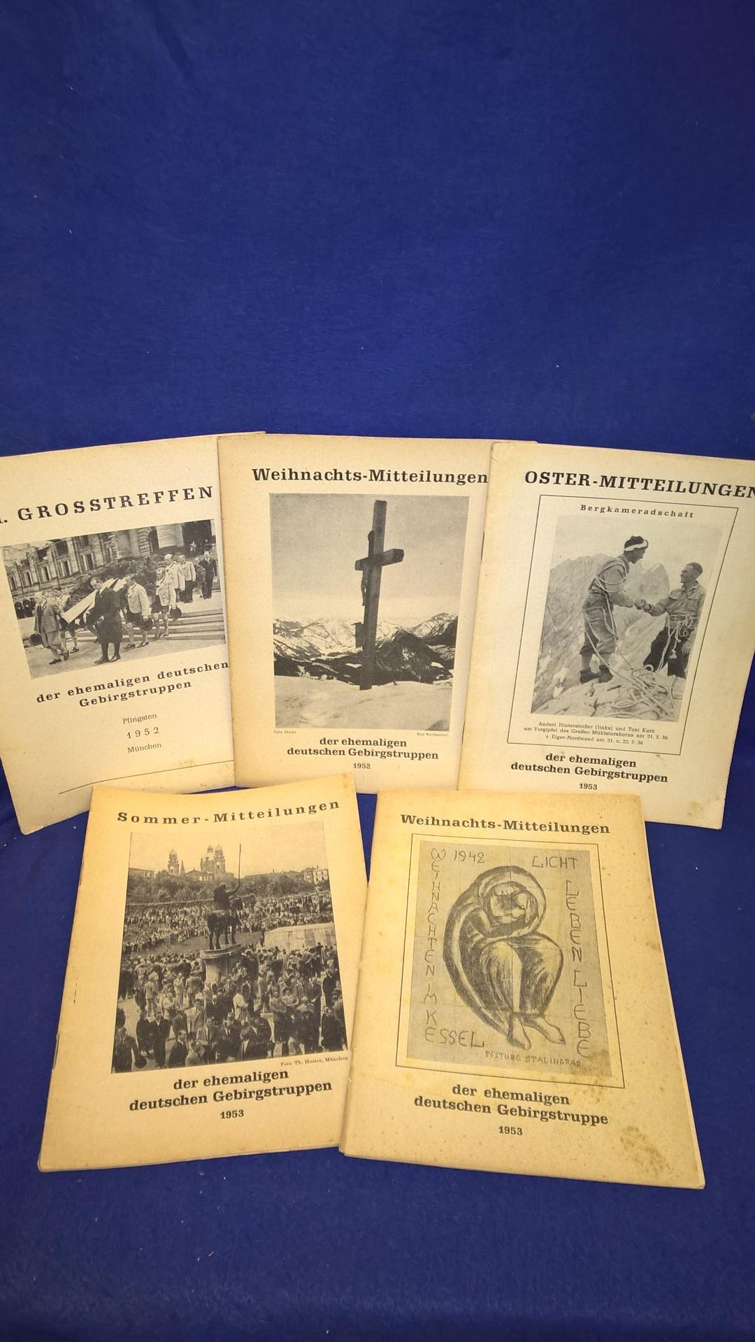 Konvolut von 5 Heften aus den Jahren 1952/53 der ehemaligen deutschen Gebirgstruppen.