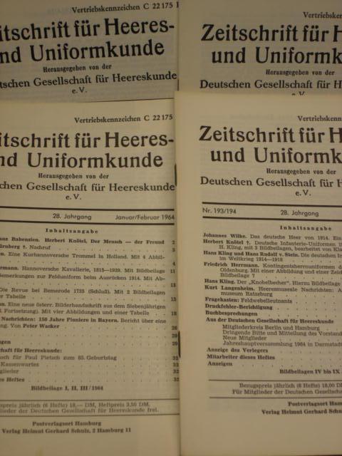 Inhaltsverzeichnis aller veröffentlichen Aufsätze der " Zeitschrift der Heereskunde " für die Jahre 1929 - 1960.