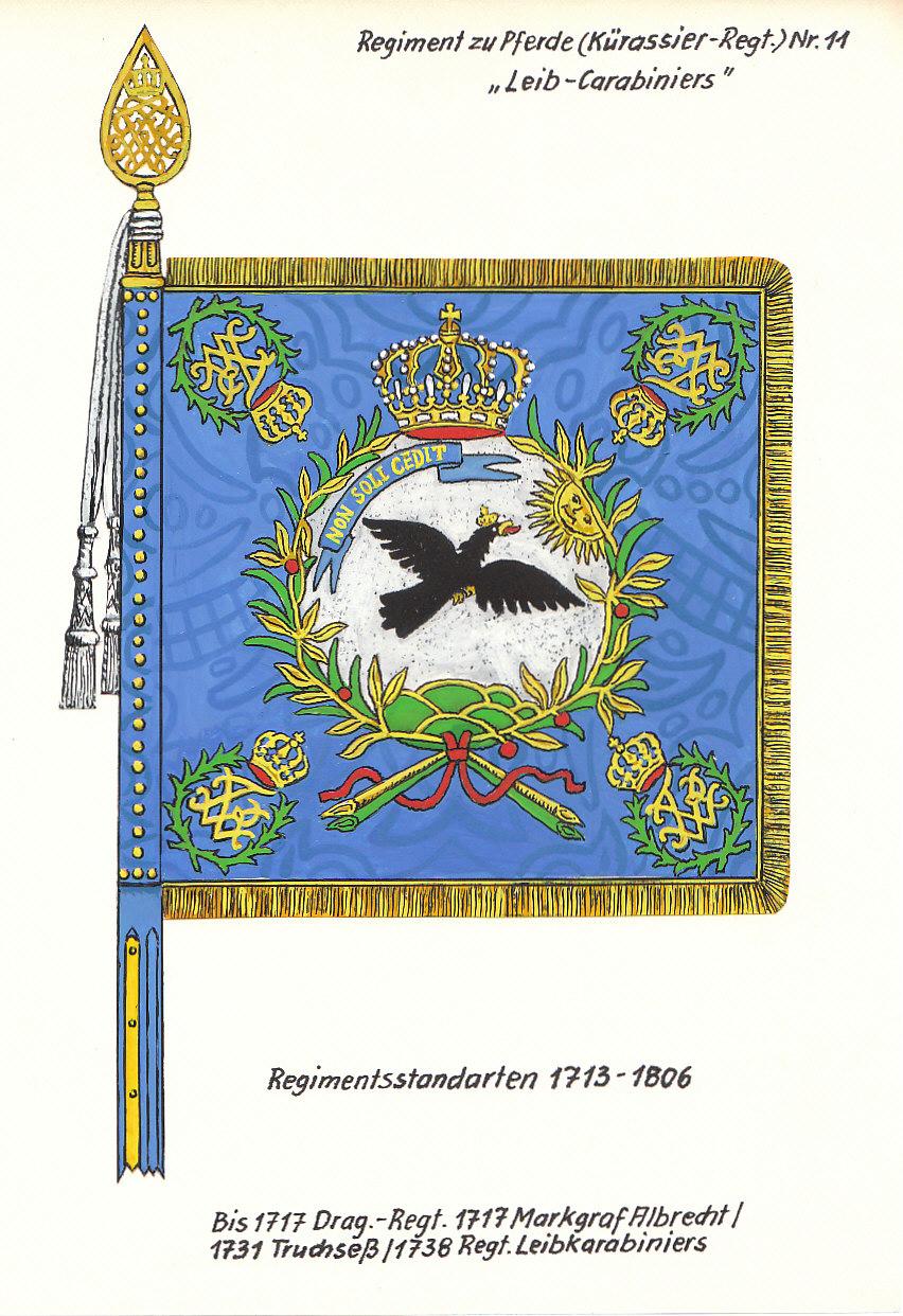 Uniformdarstellung des Regiment zu Pferde ( Kürassier -Regiment ) Nr. 11 " Leib-Karabiniers " bis 1806.